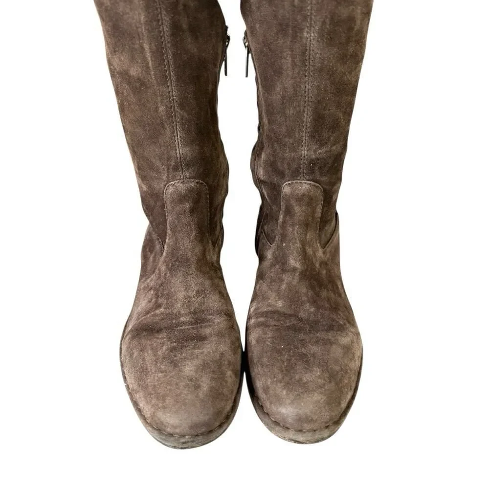 Frye Brown Suede Over-the-Knee Flat Boots with Tie Detail Size 7M